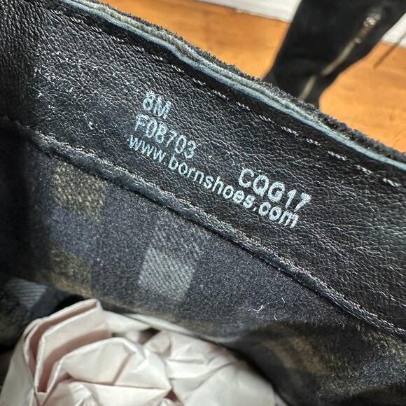 Born Black Suede Over the Knee Riding Boots Women’s 8M Tie Back Zip Tall Comfort - Picture 12 of 14